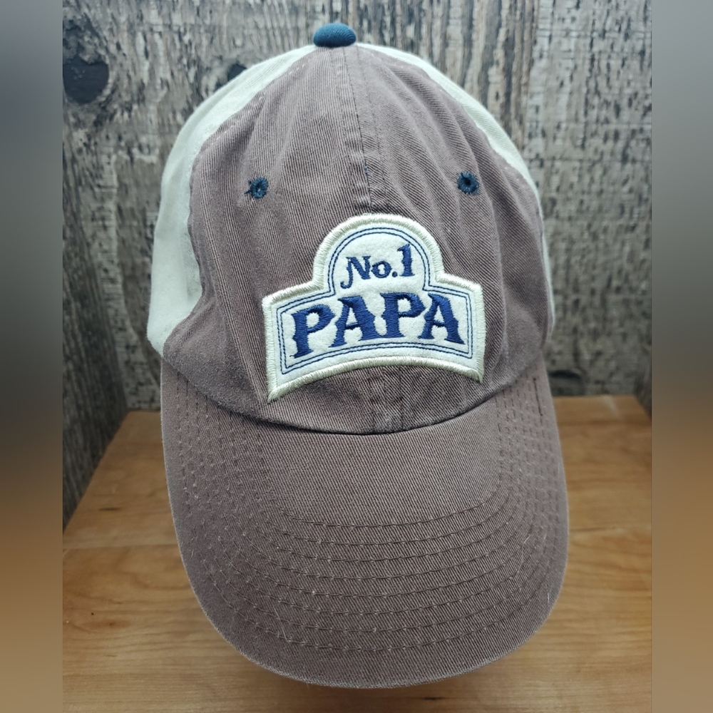 NO. 1 Papa Mens Brown Baseball Dad Hat Adjustable Strapback Cap One Size Denim